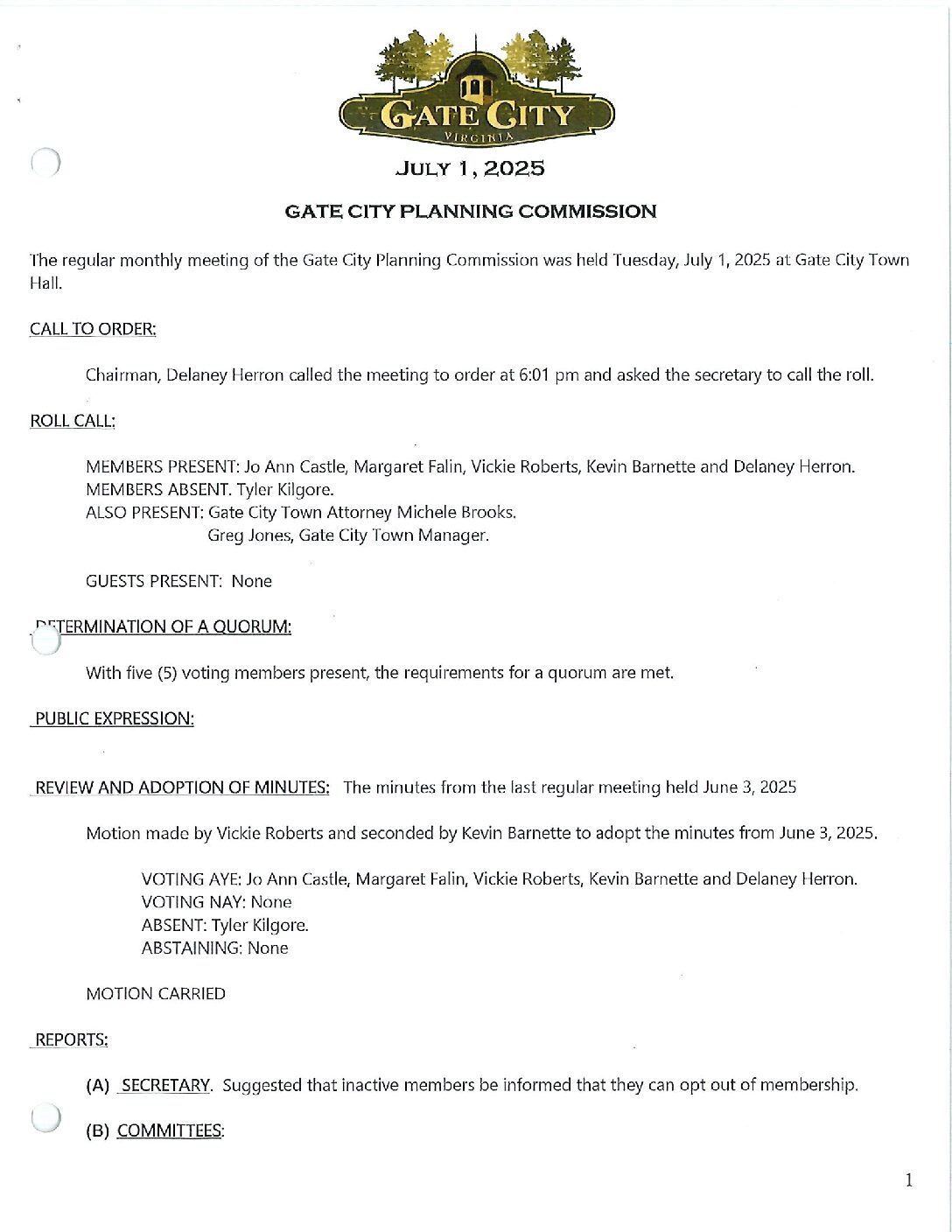 Planning Commission Minutes