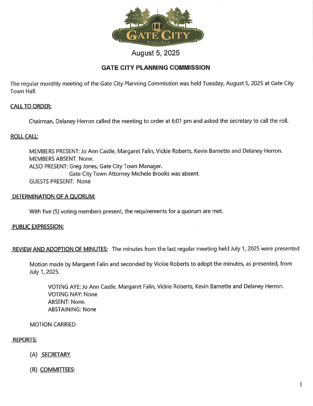 Planning Commission Minutes