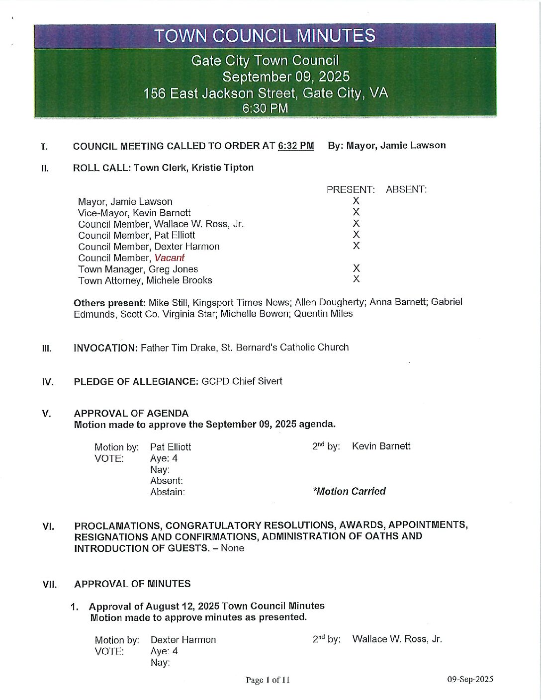 09 - SIGNED MINUTES Town Council 09-Sep-2025 Council Minutes