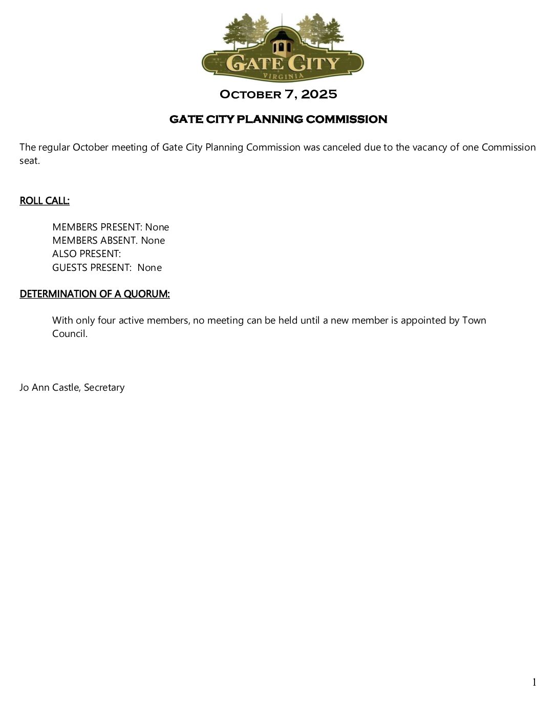 NOTICE OF CANCELLATION 07-OCT-2025 Notice of Meeting Cancellation