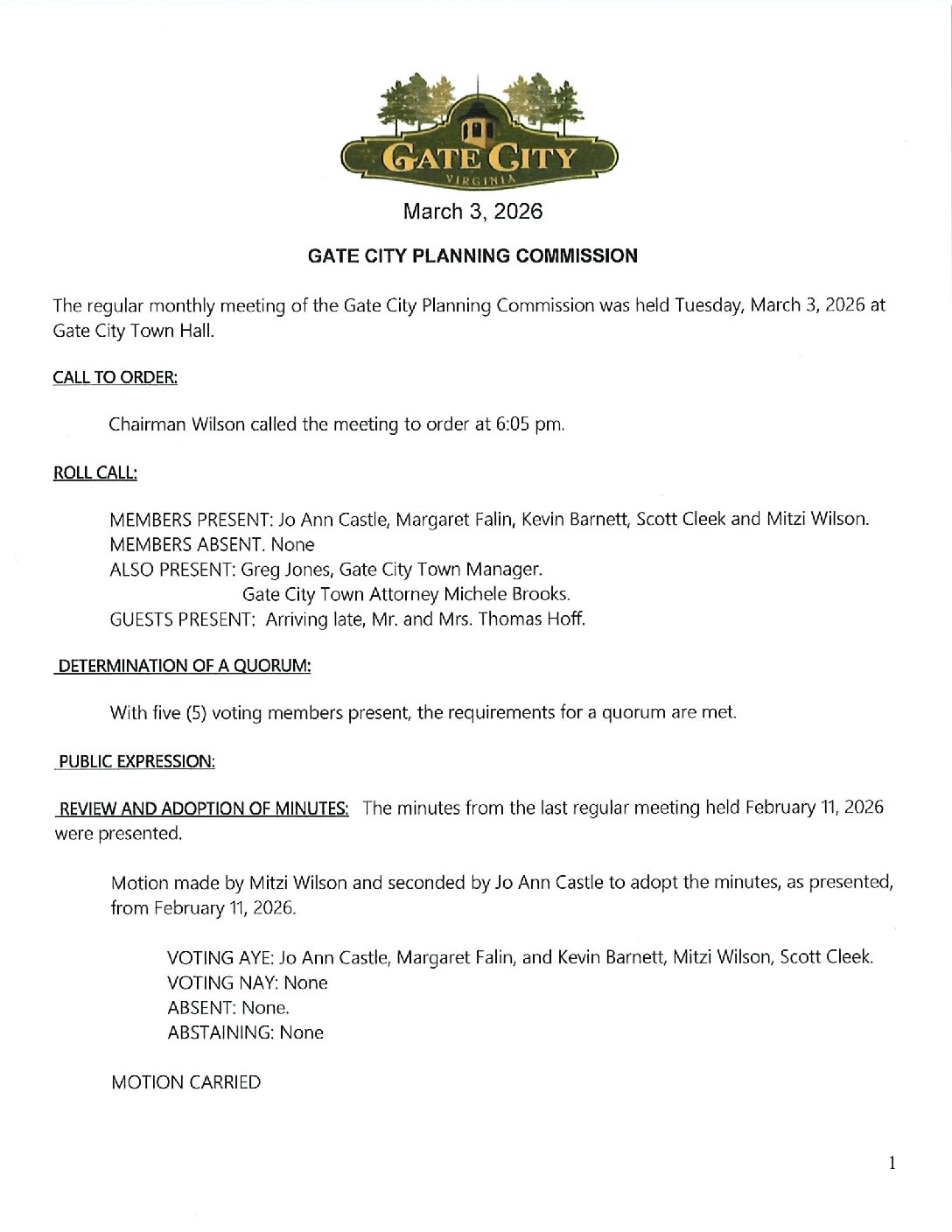 PLANNING COMMISSION MINUTES